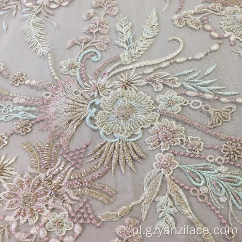 Lekka tkanina handwork z koralikami do sukien ślubnych